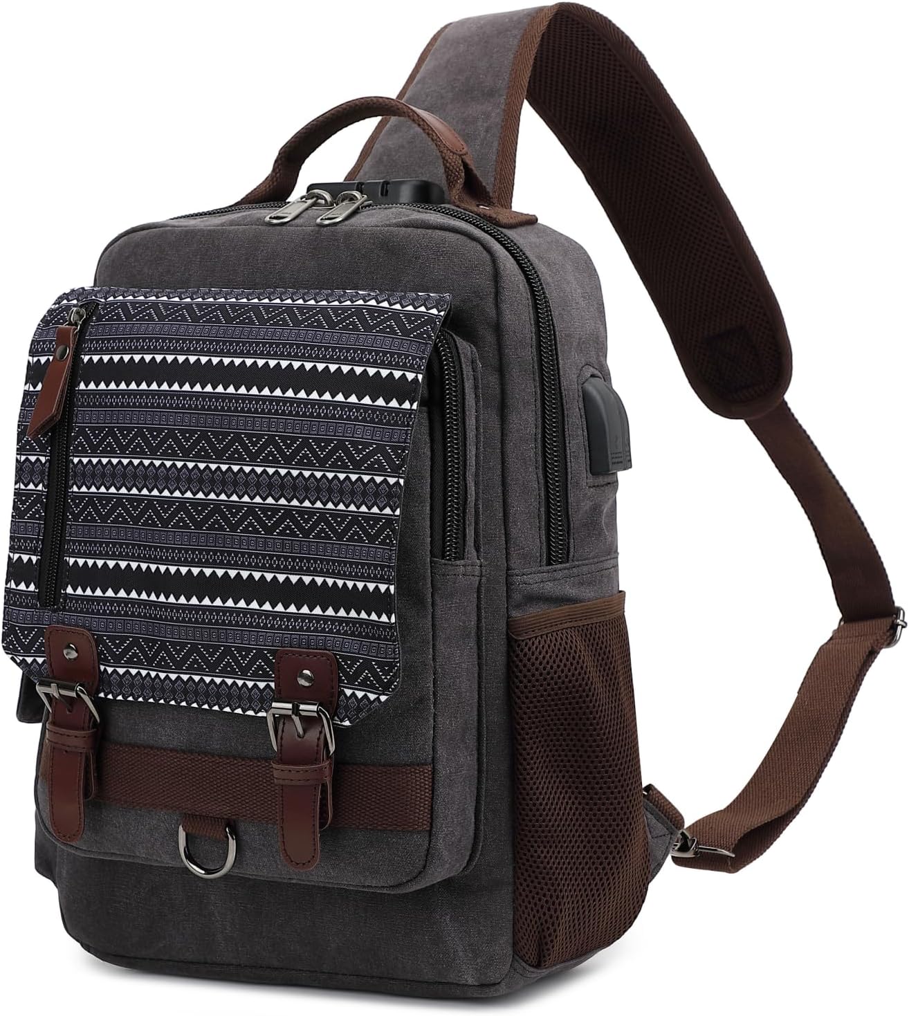 Leaper Canvas Messenger Bag Sling Bag Cross Body Bag Shoulder Bag Black, L