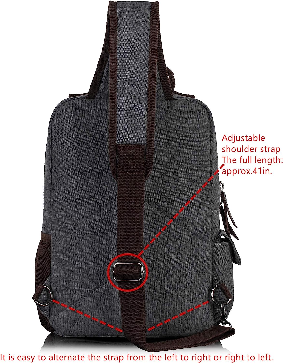 Leaper Canvas Messenger Bag Sling Bag Cross Body Bag Shoulder Bag Black, L