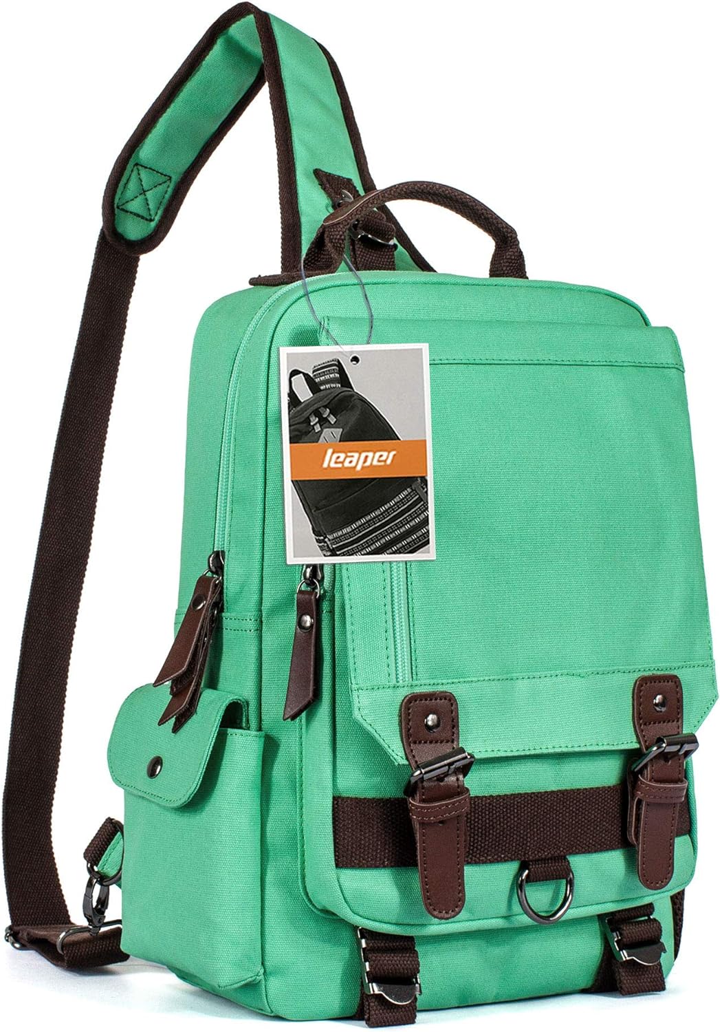 Leaper Canvas Messenger Bag Sling Bag Cross Body Bag Shoulder Bag Black, L