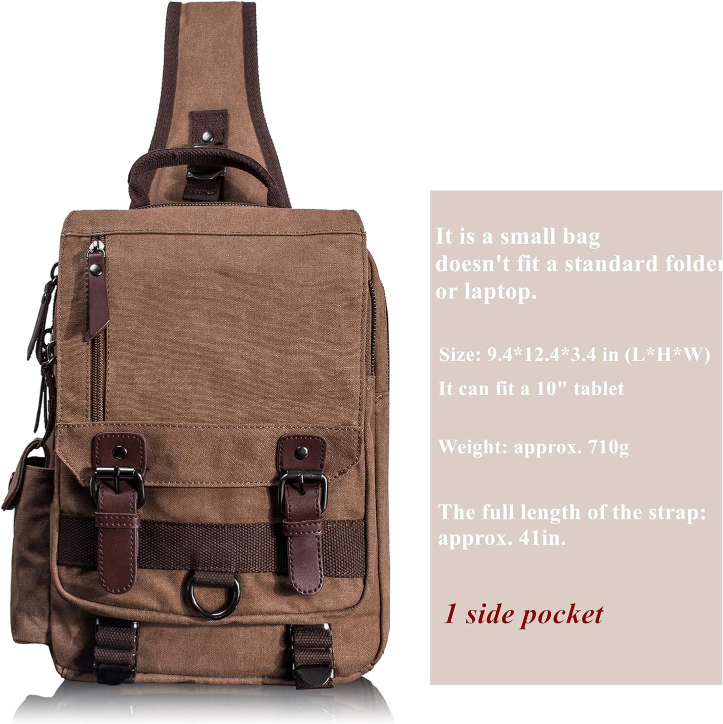 Leaper Canvas Messenger Bag Sling Bag Cross Body Bag Shoulder Bag Black, L