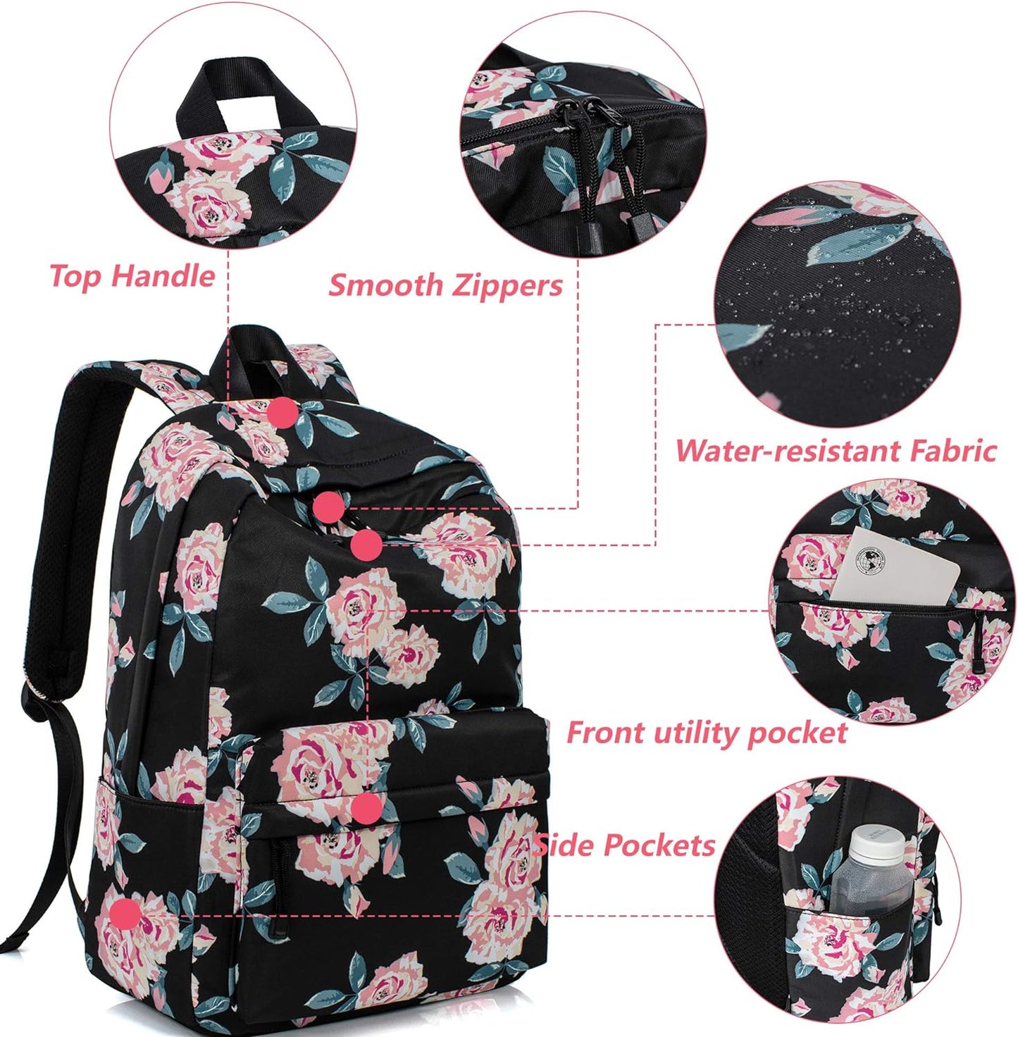 Leaper Fashion Water Resistant School Backpack for Women Beige