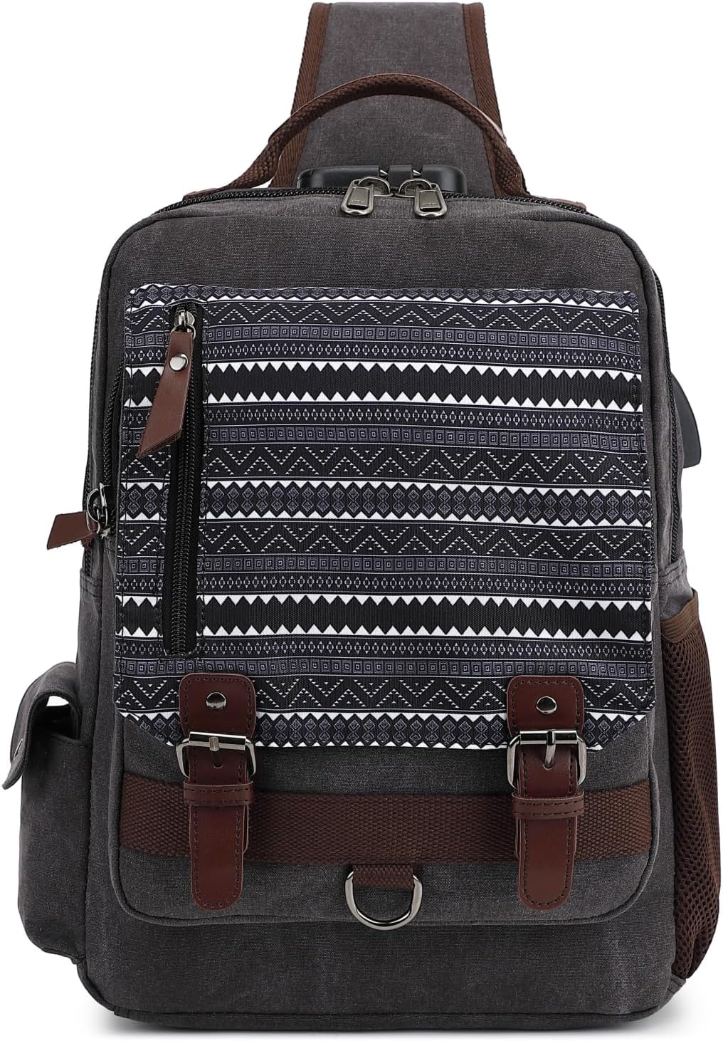 Leaper Canvas Messenger Bag Sling Bag Cross Body Bag Shoulder Bag Black, L