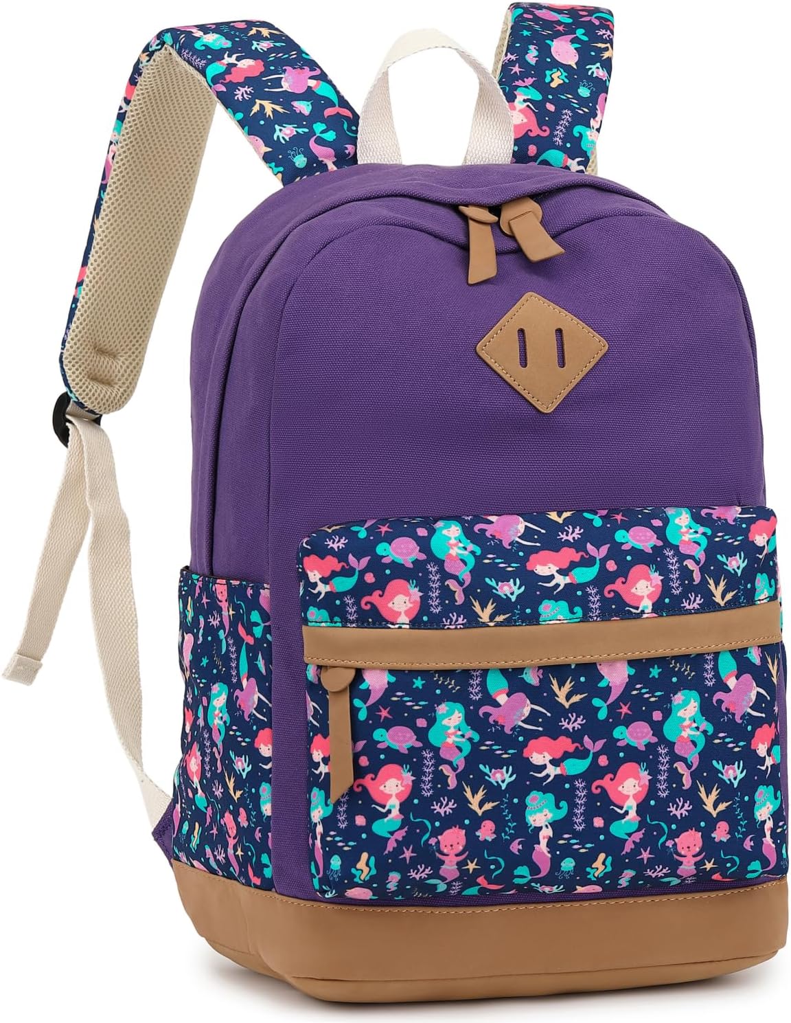 Leaper Girls Cute Floral Canvas Backpack Laptop Backpack Casual Shoulder Bag Satchel Daypack Black