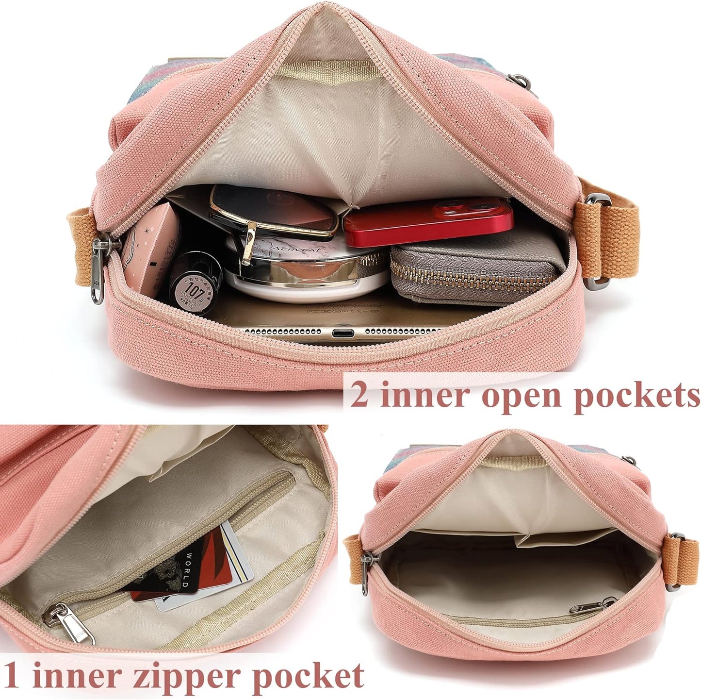Leaper Girls Crossbody Purses for Kids 2 PCS Cross Body Bag Women Messenger Bag Girls Canvas Bag Cross Body Purse Set