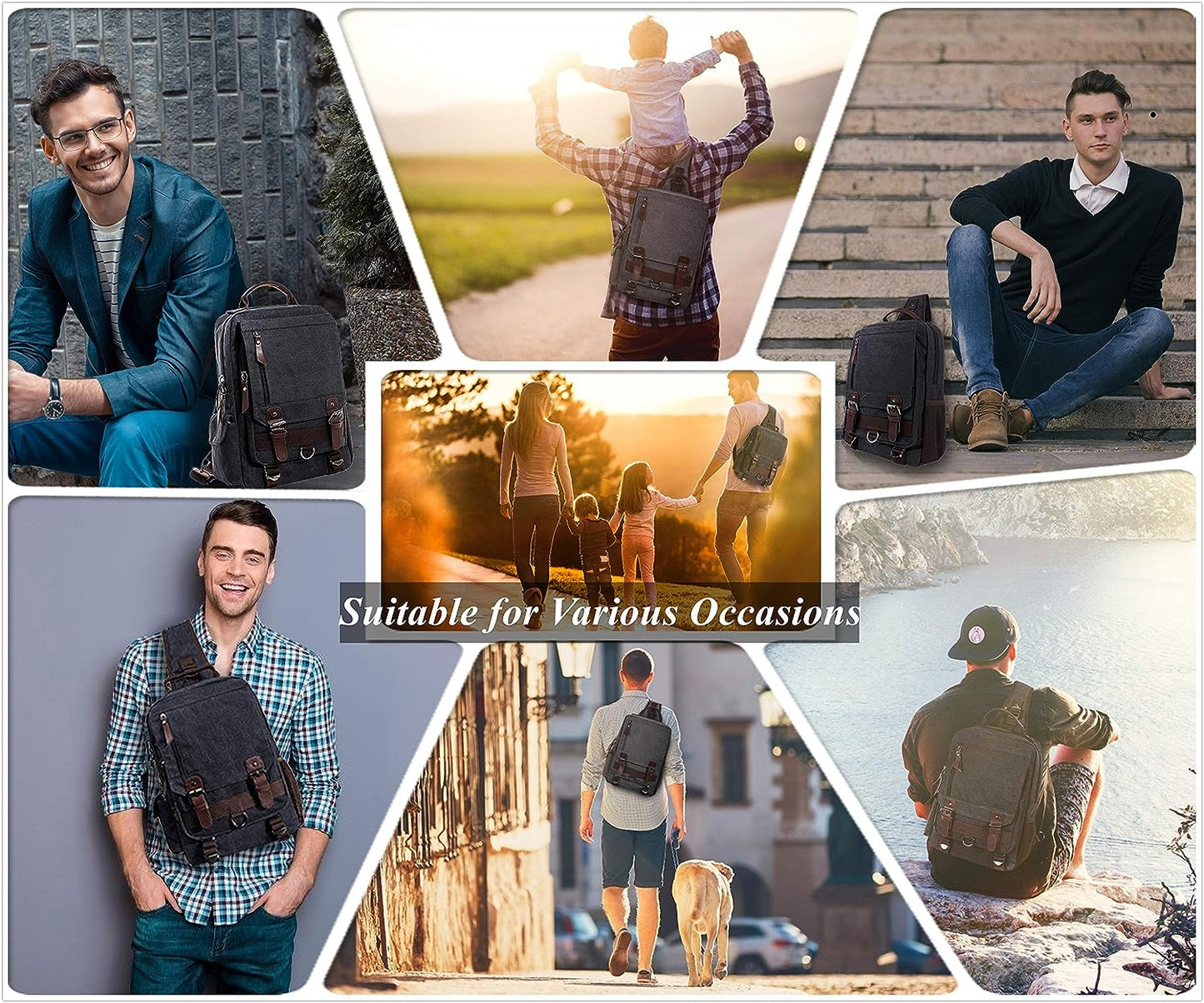 Leaper Canvas Messenger Bag Sling Bag Cross Body Bag Shoulder Bag Black, L