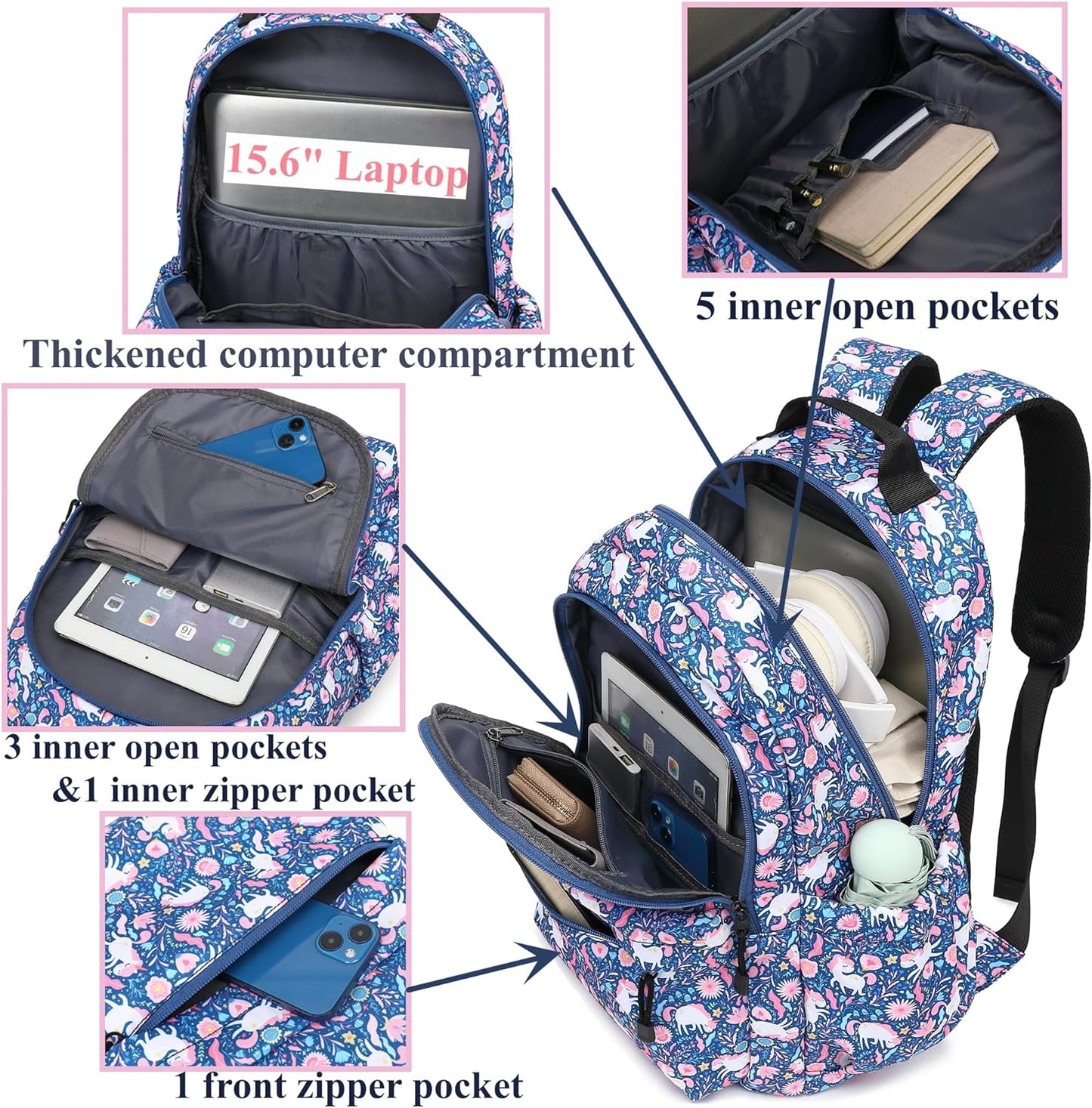Leaper Fashion Water Resistant School Backpack for Women Beige