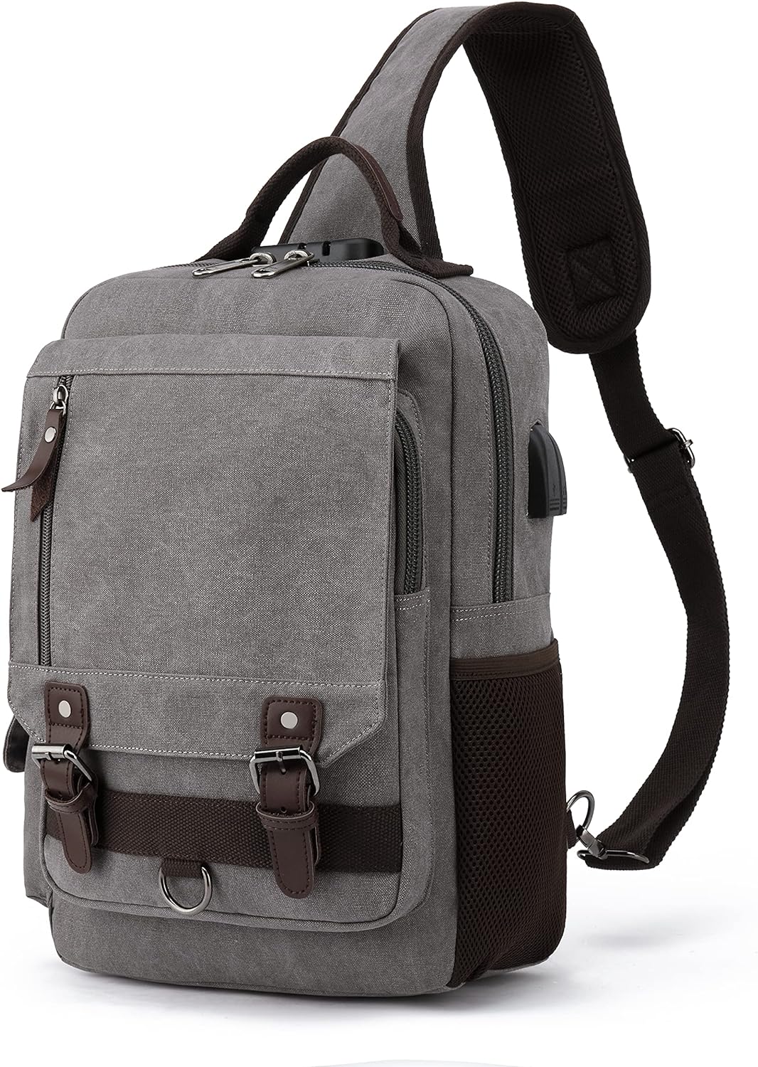 Leaper Canvas Messenger Bag Sling Bag Cross Body Bag Shoulder Bag Black, L