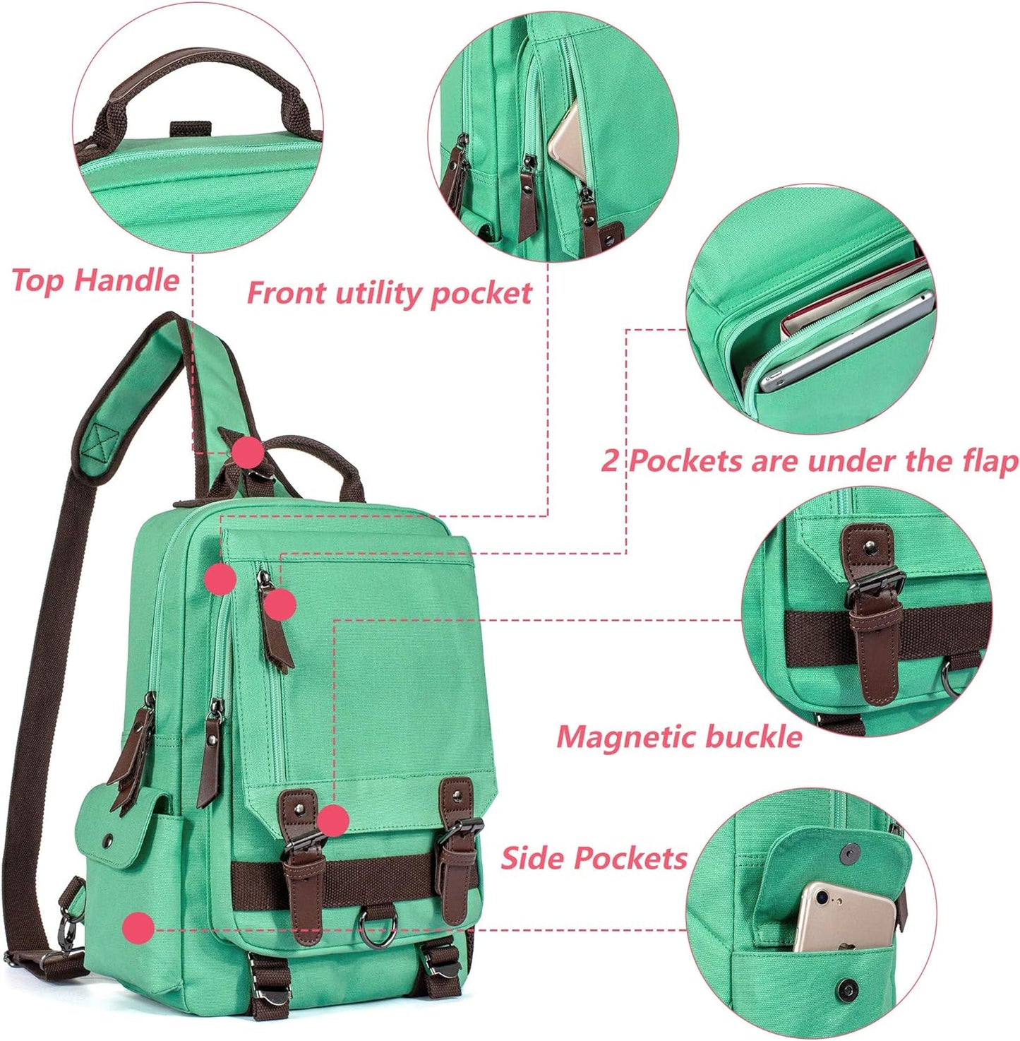 Leaper Canvas Messenger Bag Sling Bag Cross Body Bag Shoulder Bag Black, L