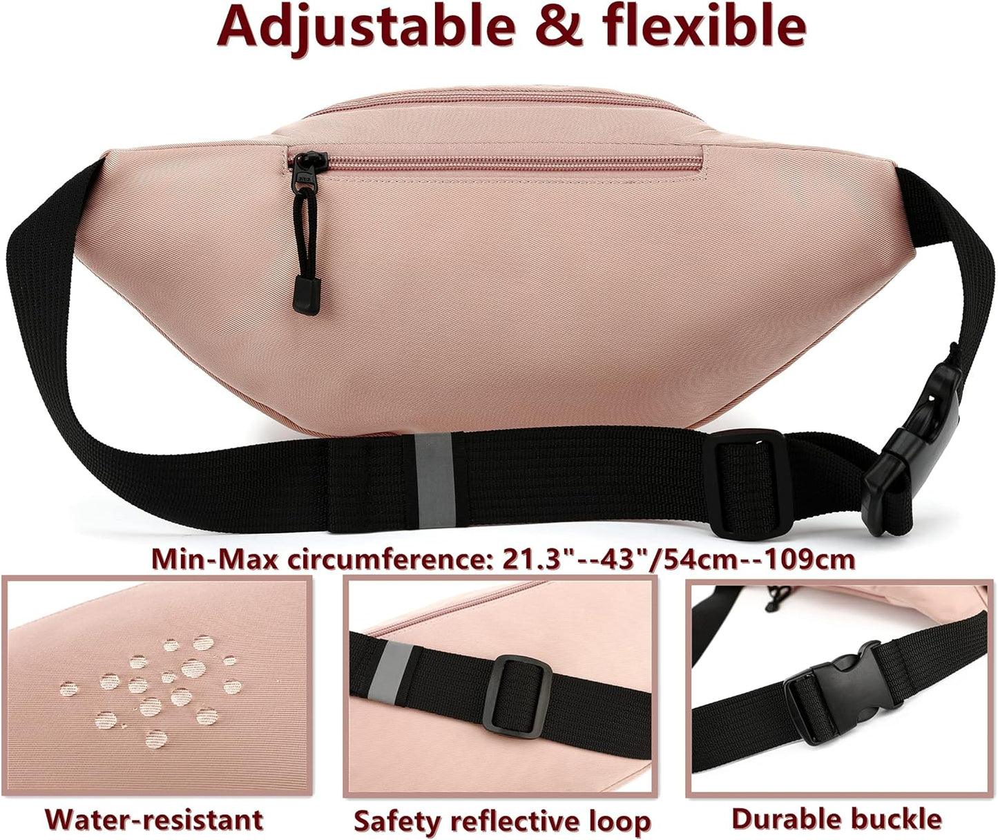 TOPERIN Fashion Fanny Pack Cute Running Belt Waist Pack Running Waist Bag Belt
