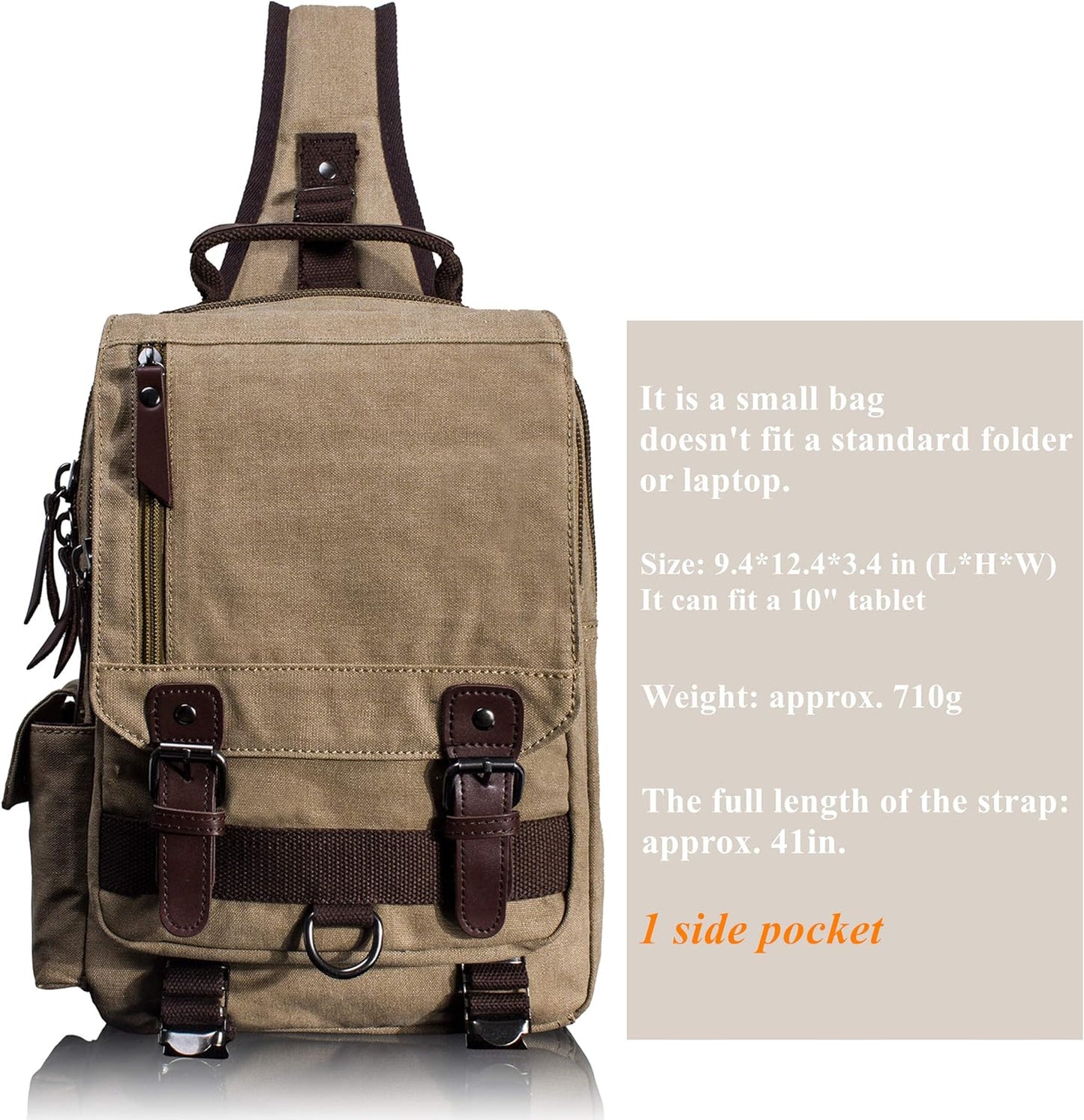 Leaper Canvas Messenger Bag Sling Bag Cross Body Bag Shoulder Bag Black, L