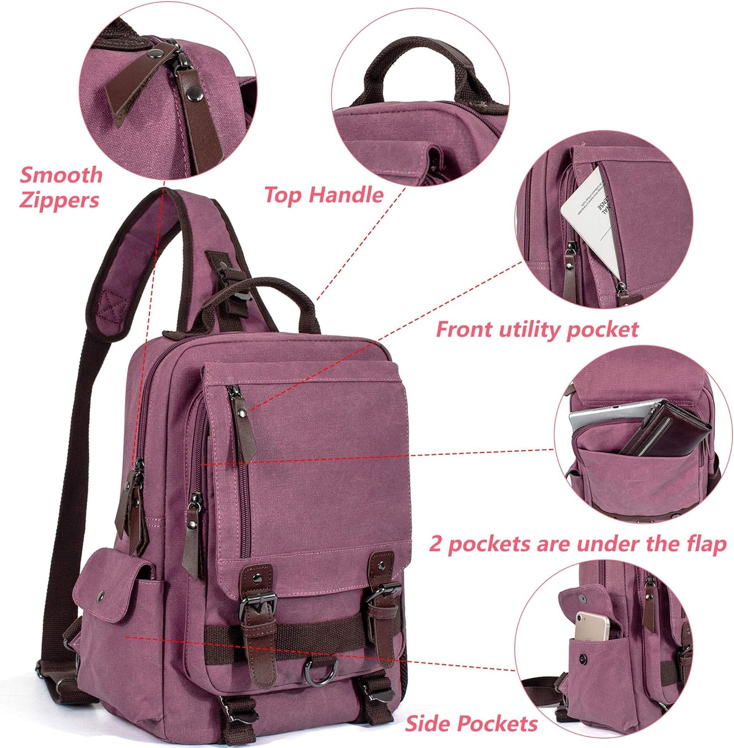 Leaper Canvas Messenger Bag Sling Bag Cross Body Bag Shoulder Bag Black, L