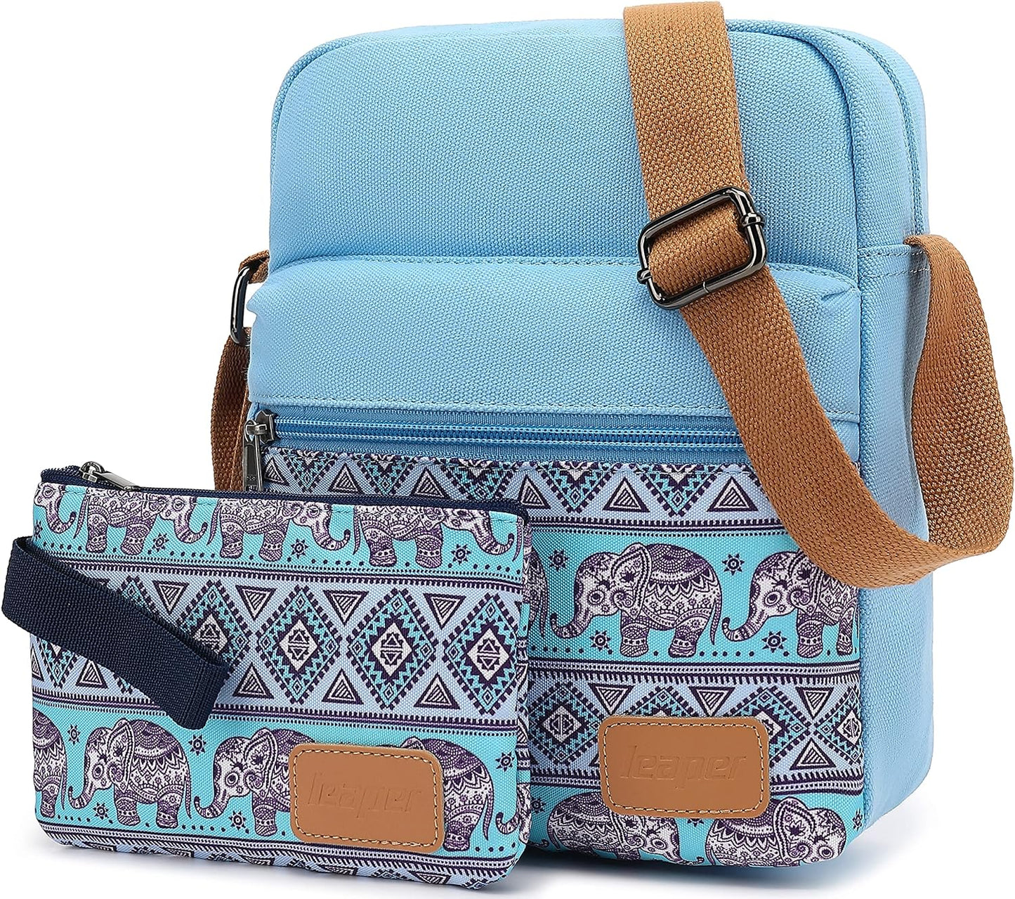Leaper Girls Crossbody Purses for Kids 2 PCS Cross Body Bag Women Messenger Bag Girls Canvas Bag Cross Body Purse Set