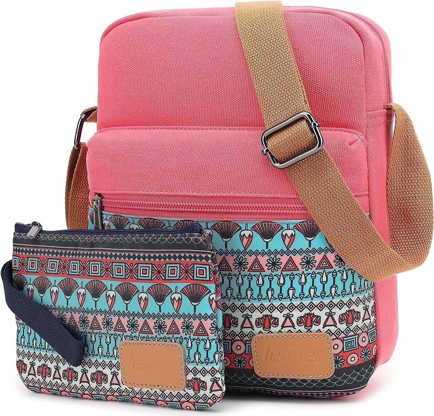 Leaper Girls Crossbody Purses for Kids 2 PCS Cross Body Bag Women Messenger Bag Girls Canvas Bag Cross Body Purse Set