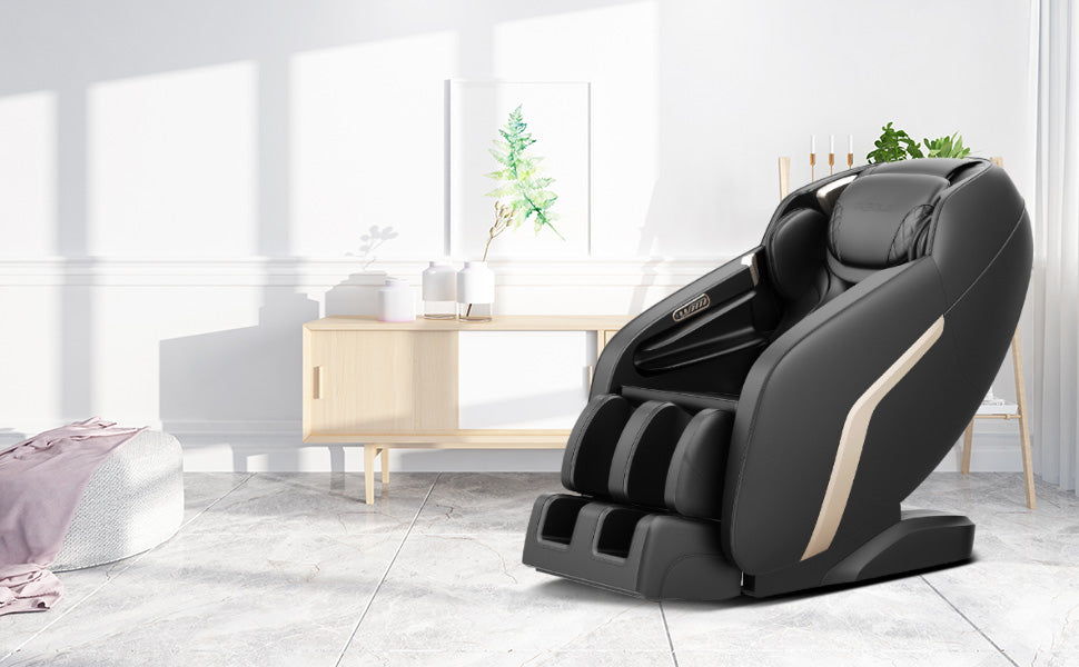 BOSSCARE Assembled Shiatsu Massage Chairs with Full Body Recliner SL-Track with Anion,Thai Stretch Black